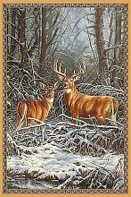 Оранжевый шерстяной пейзажный ковер Hunnu 6S1295 28 олени зимой