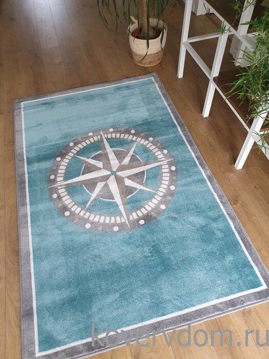 Ковер Морской РОЗА ВЕТРОВ лазурный 