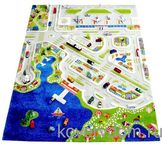 Детский развивающий игровой рельефный 3D ковер Городок арт.134Х180 Детский развивающий игровой рельефный 3D ковер Городок арт.134Х180